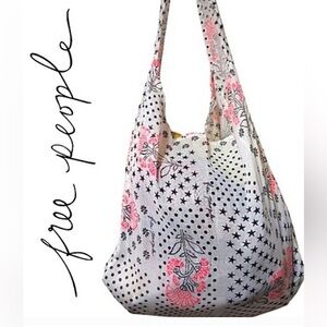Free People Pink and Cream Floral Shoulder Bag
